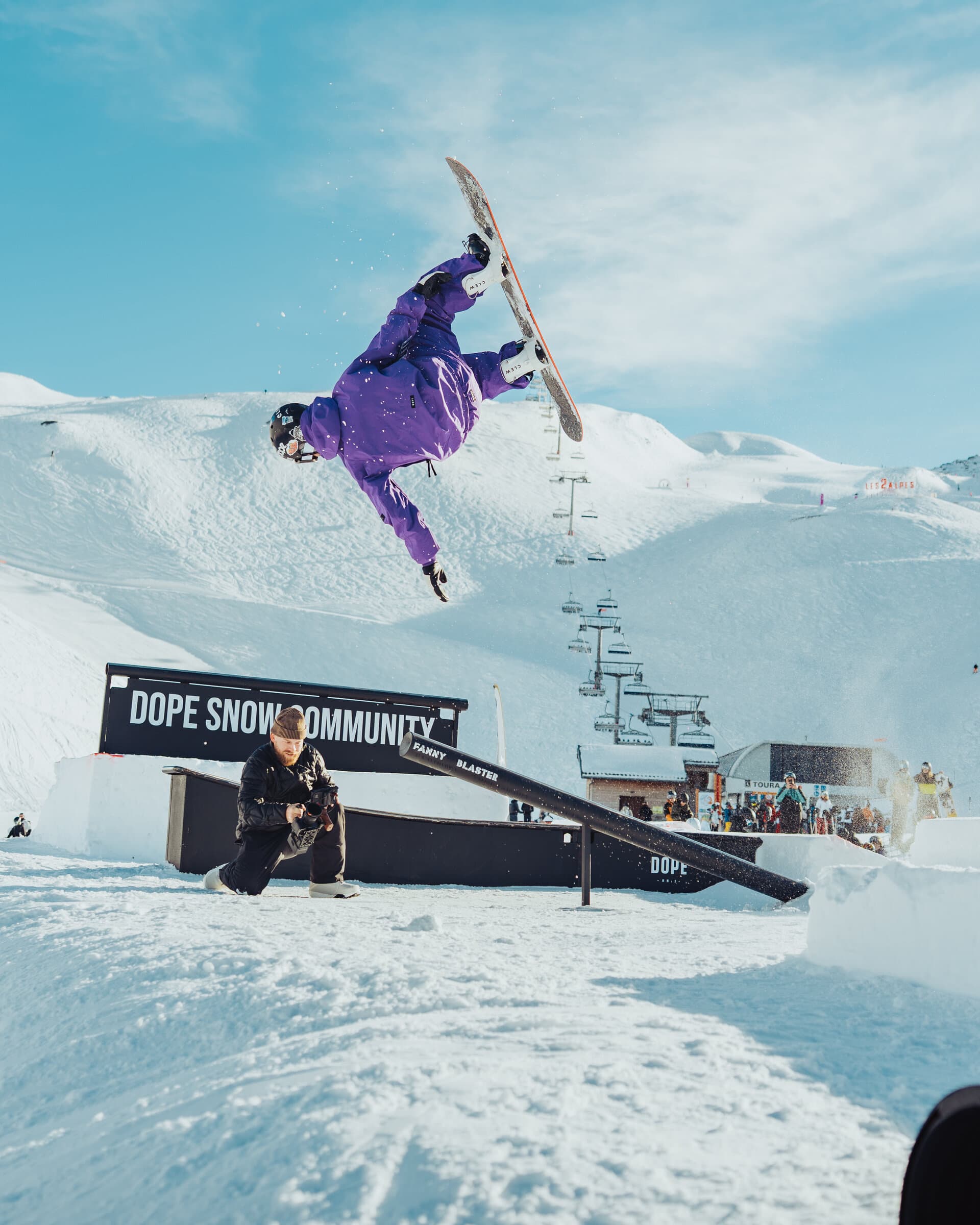 Snowboarden in het park